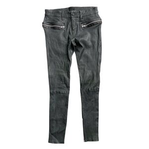RtA Madrid Stretch Leather Skinny Pants Charcoal Gray Lambskin Zip Sz 27